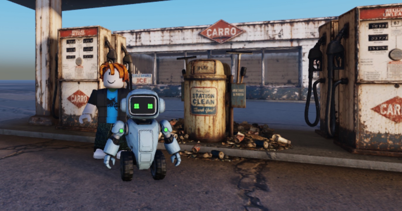 Player and LS1000 robot at the abandoned Carro gas station