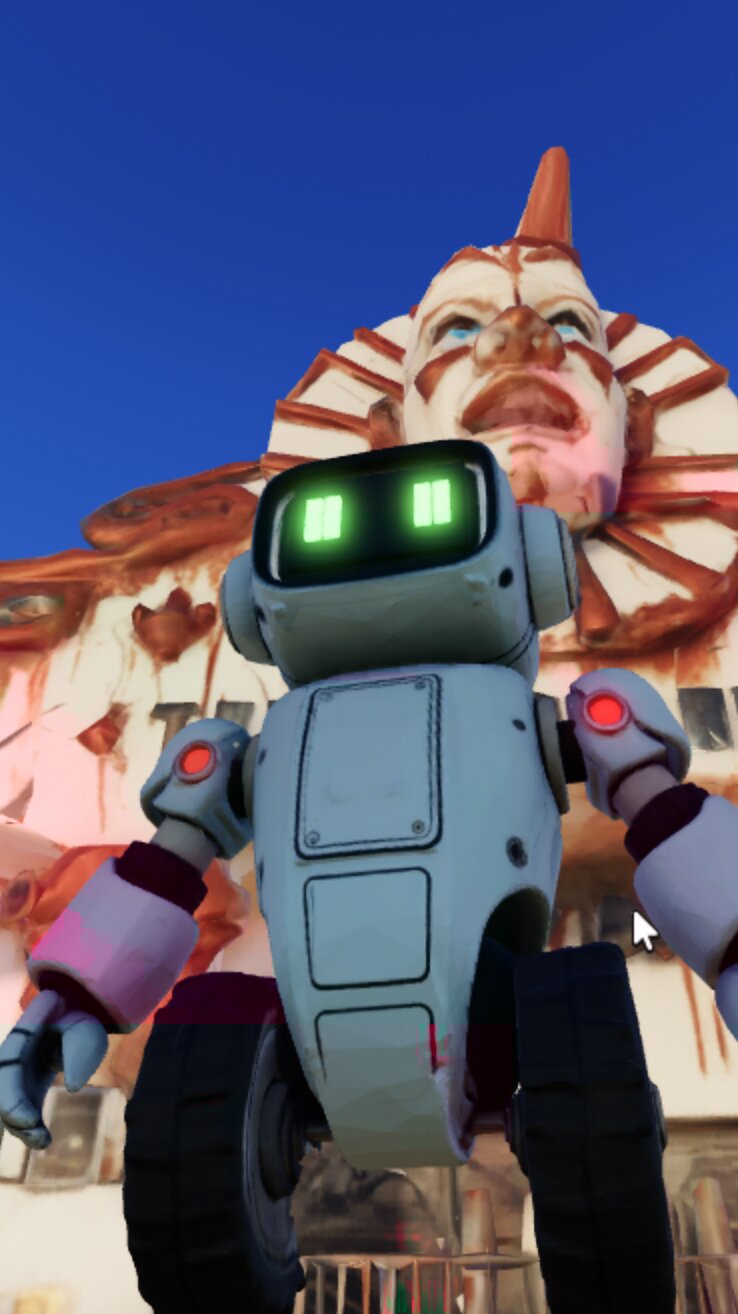 LS1000 robot in front of Carney's funhouse